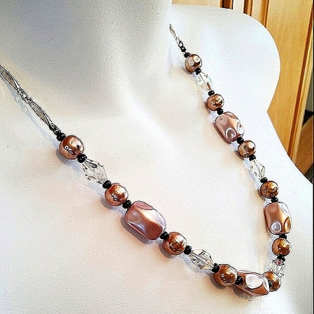Vintage Beads And Aurora Borealis Necklace 1950's Estate Piece